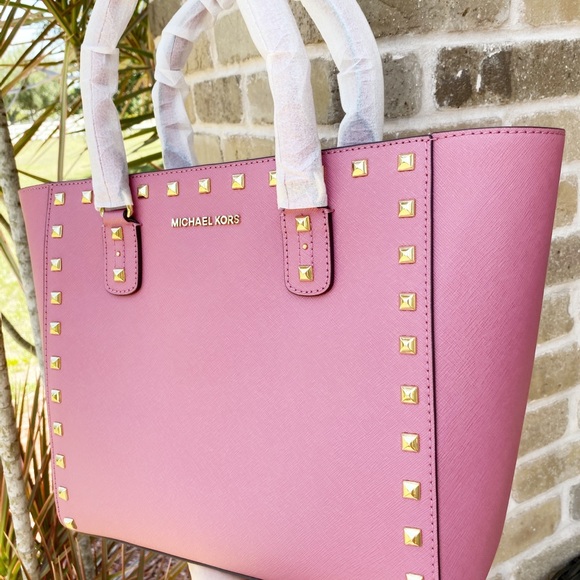 Michael Kors Sandrine Stud Leather Large Satchel - Picture 6 of 7